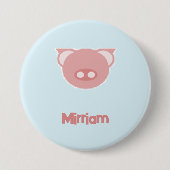 青に桃色の子豚 缶バッジ (正面)