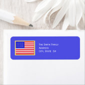 青に浮かぶアメリカ愛国国旗 ラベル (インサイチュ)