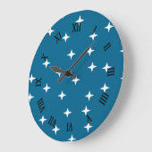 青に白い星 ラージ壁時計 (傾斜)