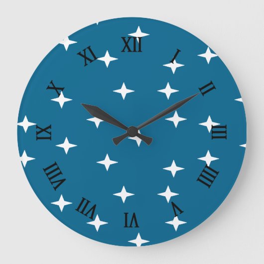 青に白い星 ラージ壁時計 (正面)