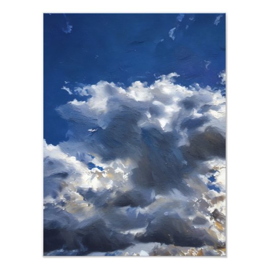 青に白い雲が浮かぶ劇的な鮮やか空 フォトプリント            (正面)