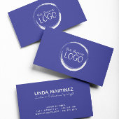 青に白のロゴを付ける 名刺