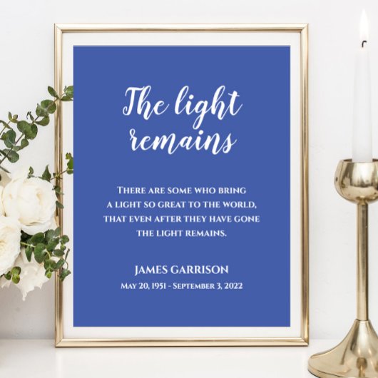 青に白の光が残る名言記念プレート ポスター