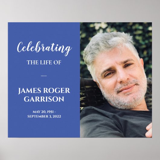 青に白の生命のお祝い 追悼 フォトP ポスター (正面)