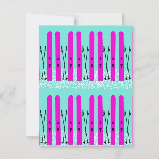 青に紫のスキー ノートカード (正面)