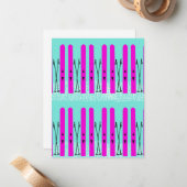 青に紫のスキー ノートカード (正面/裏面インサイチュ)