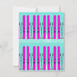 青に紫のスキー ノートカード