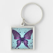 青に紫の蝶 キーホルダー (正面)