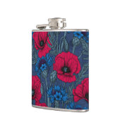 青に赤いケシと青いトウモロコシの花 フラスク (左)