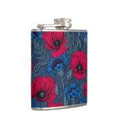 青に赤いケシと青いトウモロコシの花 フラスク (右)