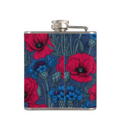 青に赤いケシと青いトウモロコシの花 フラスク (裏面)