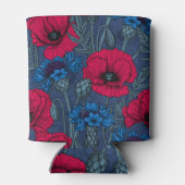 青に赤いケシと青いトウモロコシの花 缶クーラー (裏面)