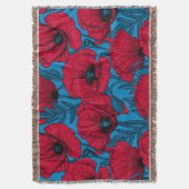 青に赤いケシ畑 スローブランケット (正面縦)