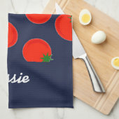 青に赤いトマト キッチンタオル (四つ折り)