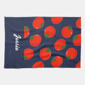 青に赤いトマト キッチンタオル (横)