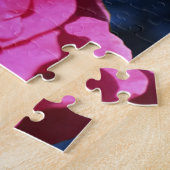 青に赤いバラの花のアート ジグソーパズル (側面)