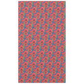 青に赤と黒の東洋のケシの模様 テーブルクロス (正面)