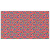 青に赤と黒の東洋のケシの模様 テーブルクロス (正面(横))