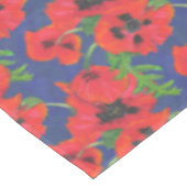 青に赤と黒の東洋のケシの模様 テーブルクロス (アングル)