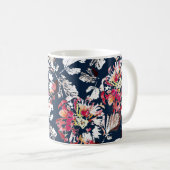 青に赤、白の花。 コーヒーマグカップ (正面右)