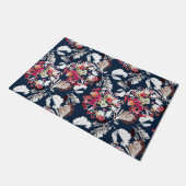 青に赤、白の花。 ドアマット (アングル)