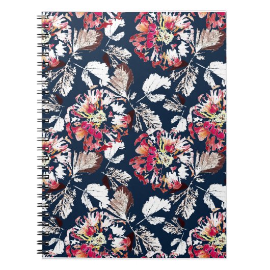 青に赤、白の花。 ノートブック (正面)