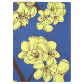 青に黄色いリンゴの花を手描き クリップボード (裏面)
