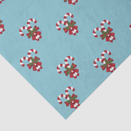 青に2つの赤と白キャンディーの模様 薄葉紙 (詳細)