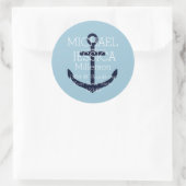 青のいかりパーソナライズされたアドレス ラウンドシール (バッグ)