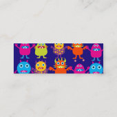 青のおもしろいなモンスターのパーティーのかわいい創造物 スキニー名刺 (裏面)
