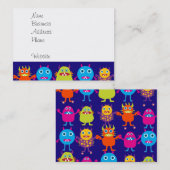 青のおもしろいなモンスターのパーティーのかわいい創造物 名刺 (正面/裏面)