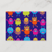 青のおもしろいなモンスターのパーティーのかわいい創造物 名刺 (裏面)