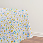 青のかわいらし白いデイジーのパターン テーブルクロス (インサイチュ)