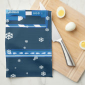 青のくるみ割り キッチンタオル (四つ折り)