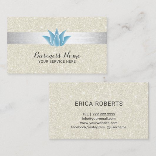 青のはすの花のマッサージのサロンのスパのモダンなグリッター 名刺 (正面/裏面)
