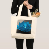 青のはすの花 ラージトートバッグ (正面(商品))