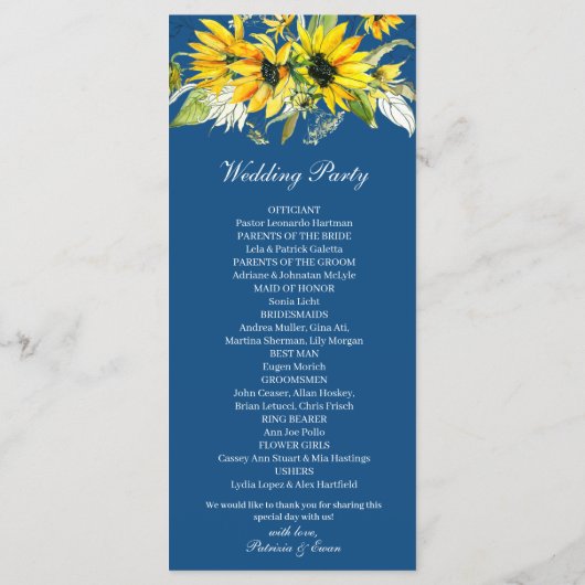 青のひまわり結婚は プログラム (裏面)