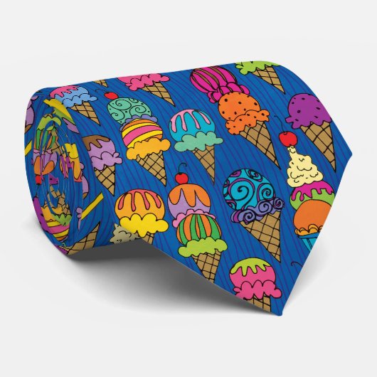 青のアイスクリームコーン ネクタイ (ロール)