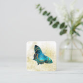 *～*青のアクア金ゴールドグリッター金色金ゴールド蝶  スクエア名刺 (スタンド正面)