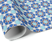 青のイスラム幾何学的モロッコのパターン ラッピングペーパー (ロールコーナー)