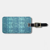 青のウィリアム・モリスの兄弟のウサギパターン ラゲッジタグ (正面横)