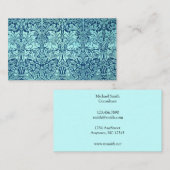 青のウィリアム・モリスの兄弟のウサギパターン 名刺 (正面/裏面)