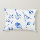 青のエッフェル塔 パリ 水彩画アート アクセントクッション (裏面)