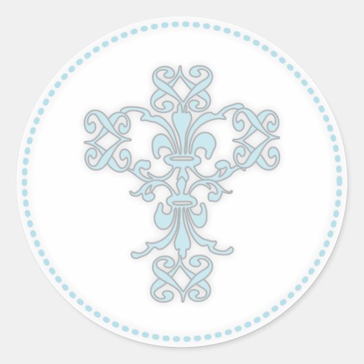 青のエレガントな十字 ラウンドシール (正面)