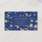 青のエレガントな金ゴールドのPassifloraのつる植物 名刺 (裏面)