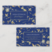 青のエレガントな金ゴールドのPassifloraのつる植物 名刺 (正面/裏面)