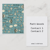 青のオタク系の 名刺 (正面/裏面)