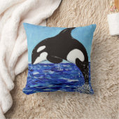 青のオルカ絵を描は クッション (ブランケット)