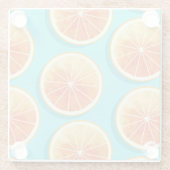 青のオレンジ色のスライス ガラスコースター (裏面)