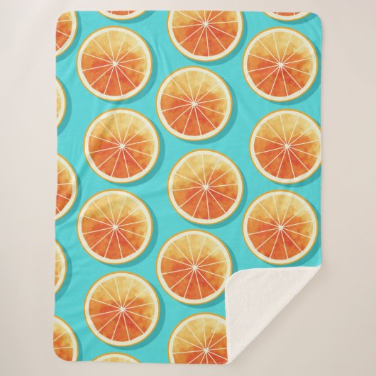 青のオレンジ色のスライス シェルパブランケット (正面)